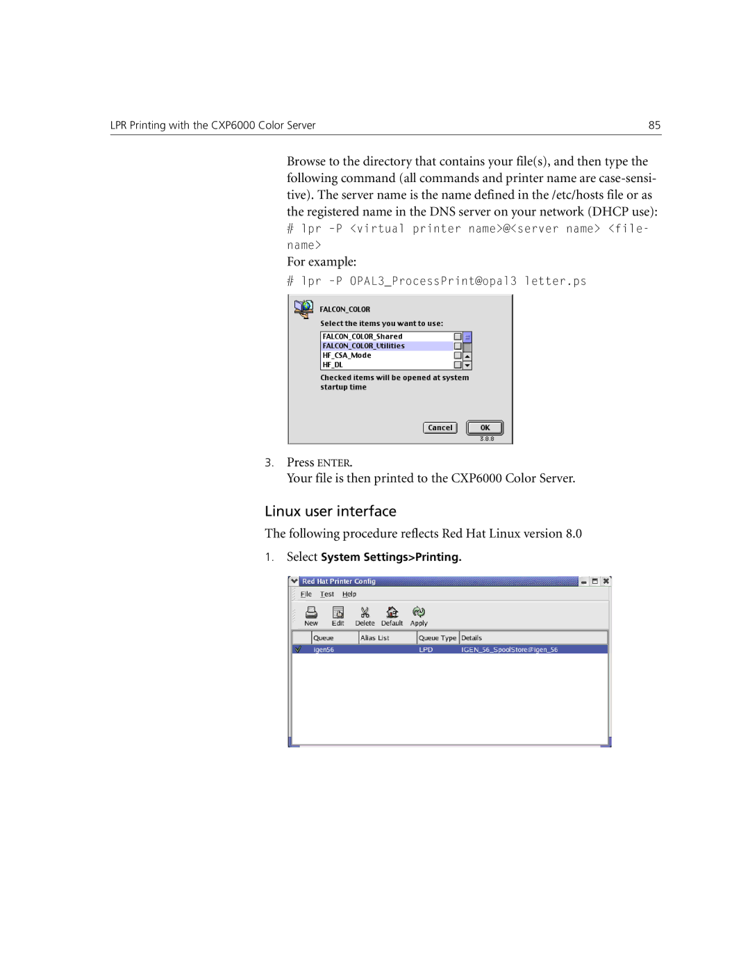 Xerox 6060 manual Linux user interface 