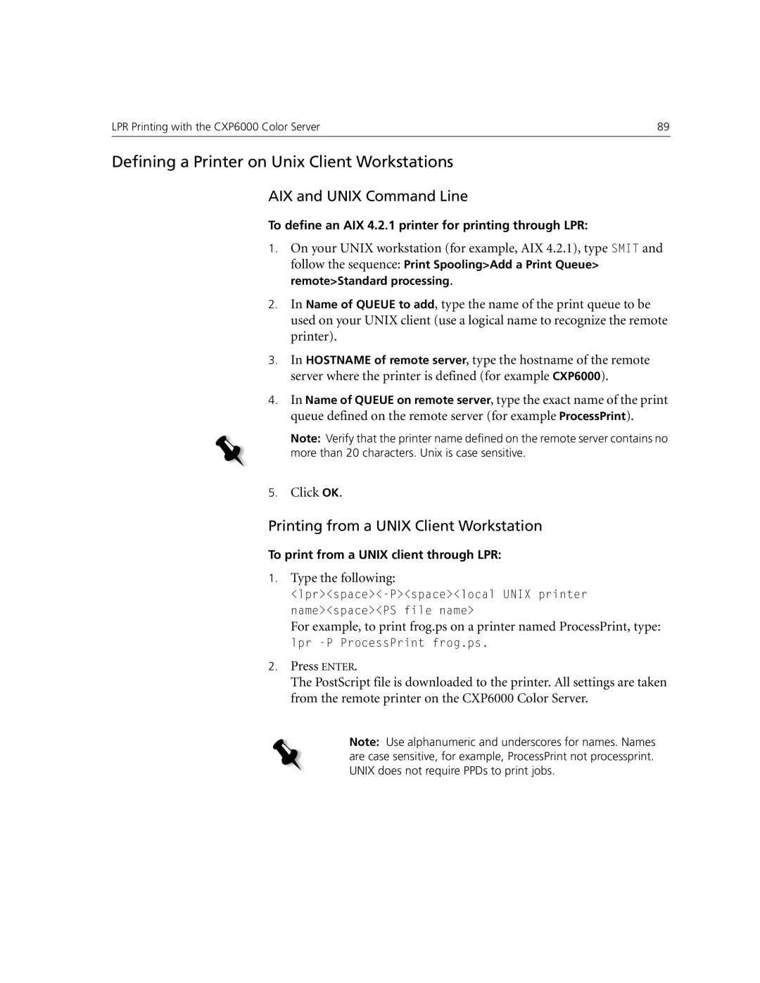 Xerox 6060 manual Defining a Printer on Unix Client Workstations, AIX and Unix Command Line 