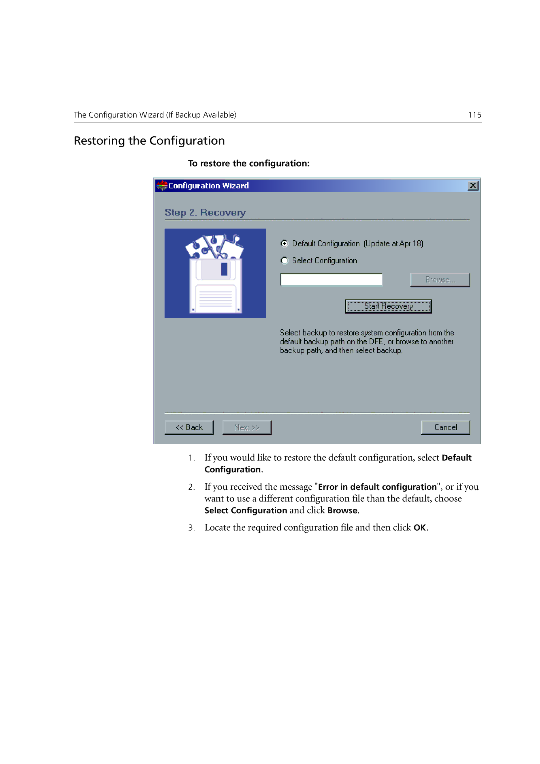 Xerox 6060 manual Restoring the Configuration 