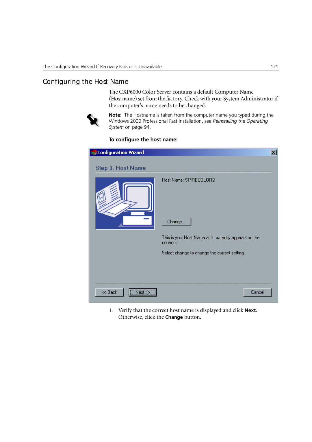 Xerox 6060 manual Configuring the Host Name 