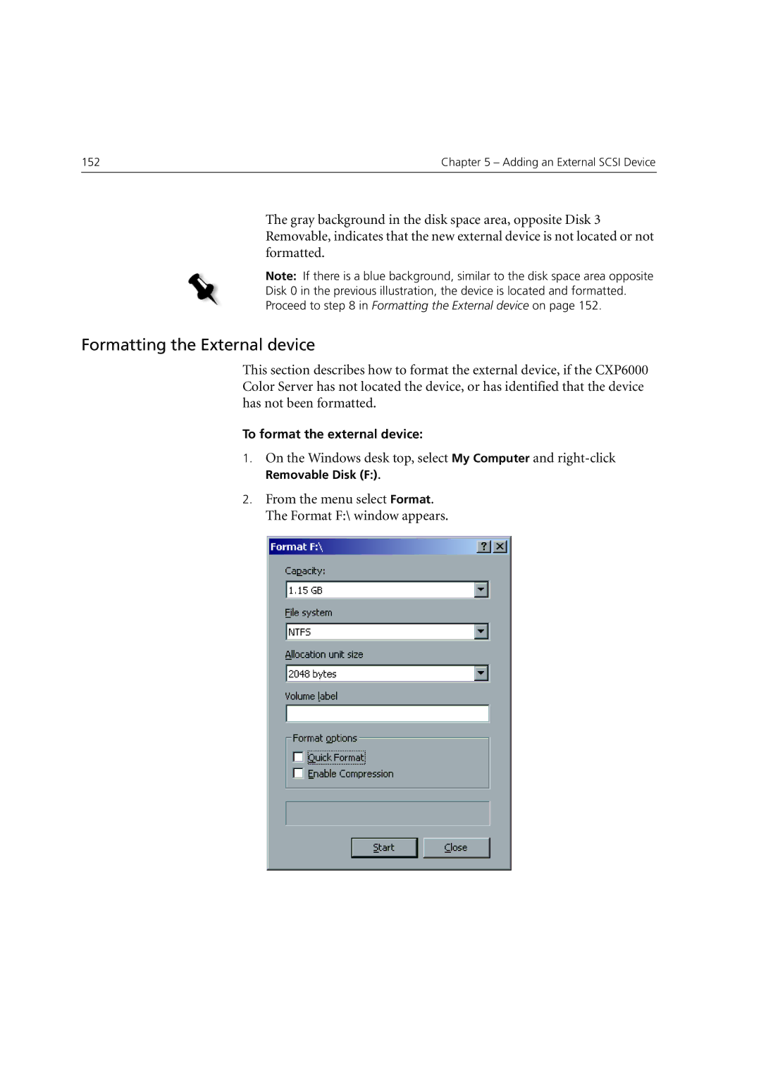 Xerox 6060 manual Formatting the External device 