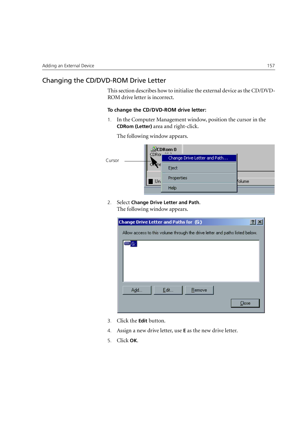 Xerox 6060 manual Changing the CD/DVD-ROM Drive Letter 