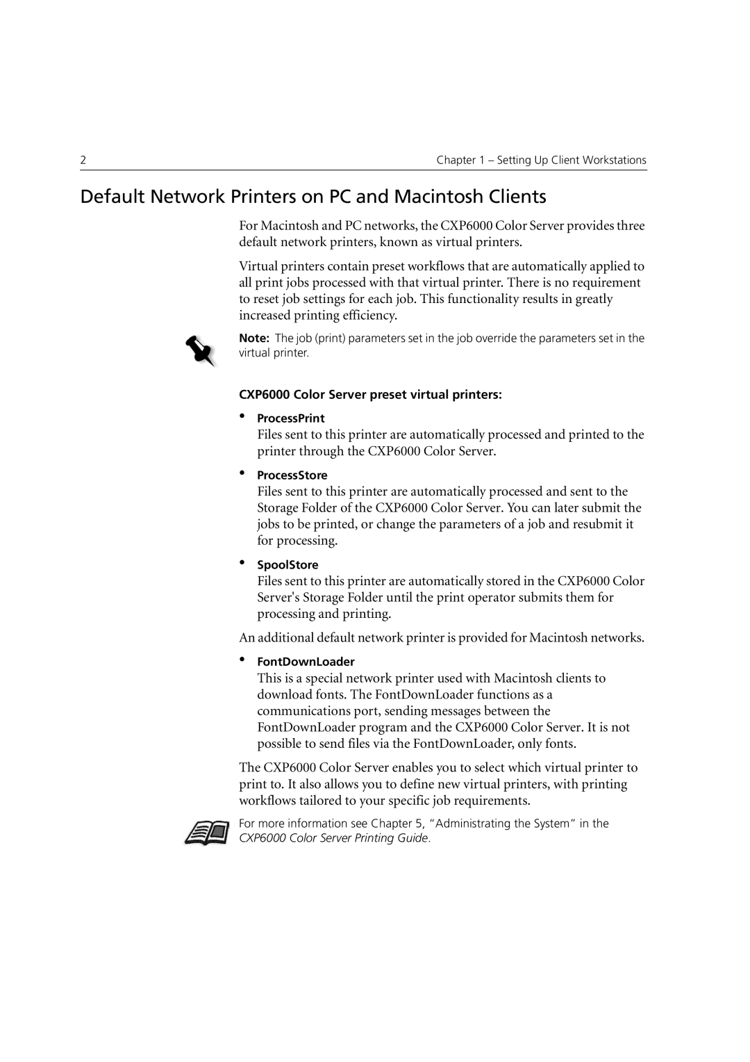 Xerox 6060 manual Default Network Printers on PC and Macintosh Clients 