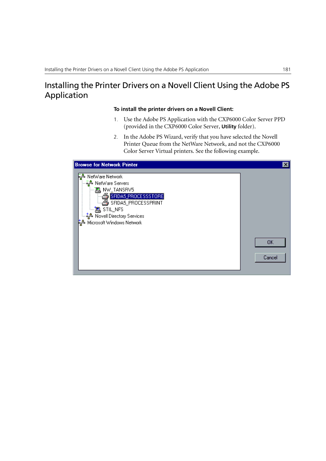 Xerox 6060 manual To install the printer drivers on a Novell Client 