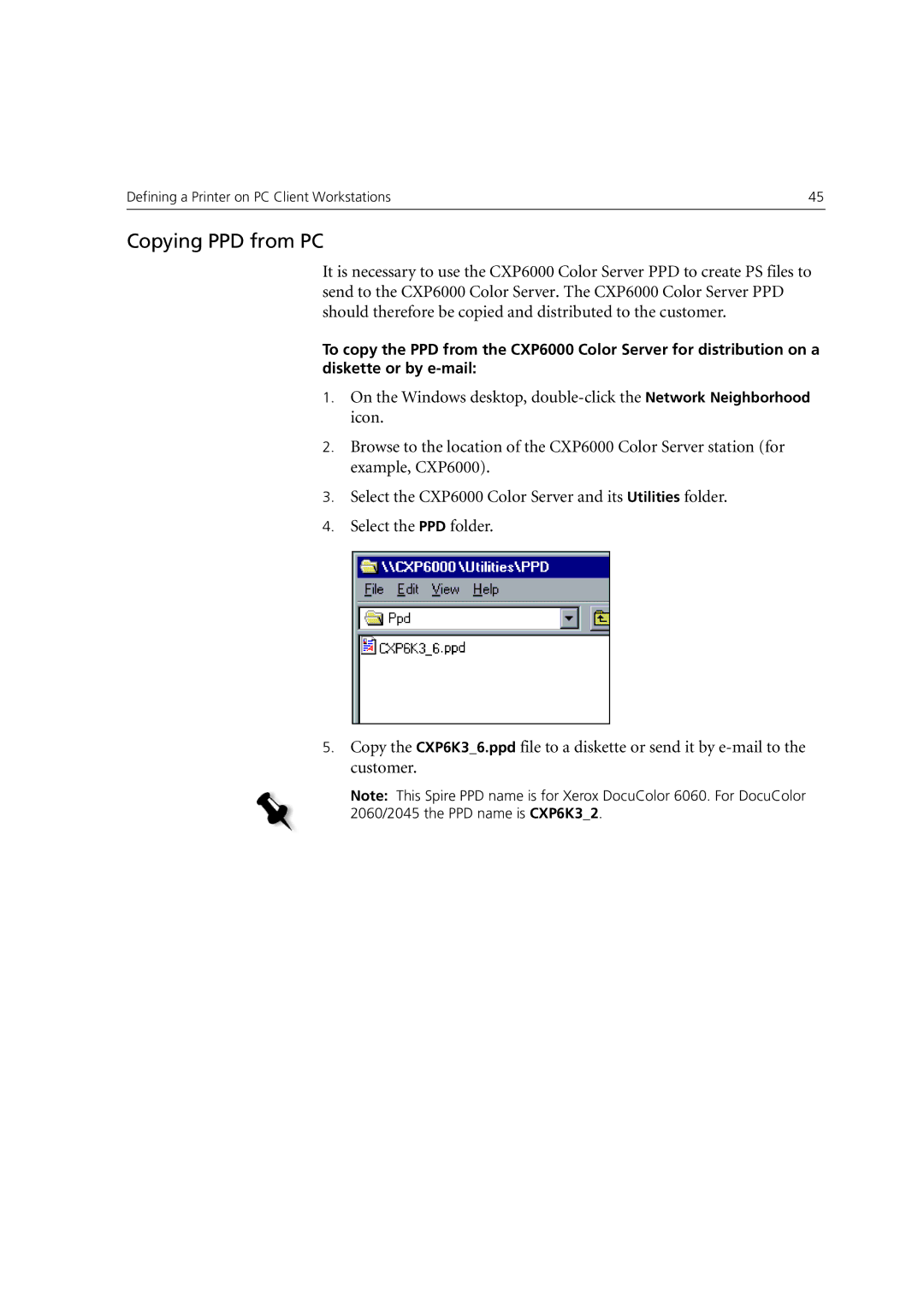 Xerox 6060 manual Copying PPD from PC 