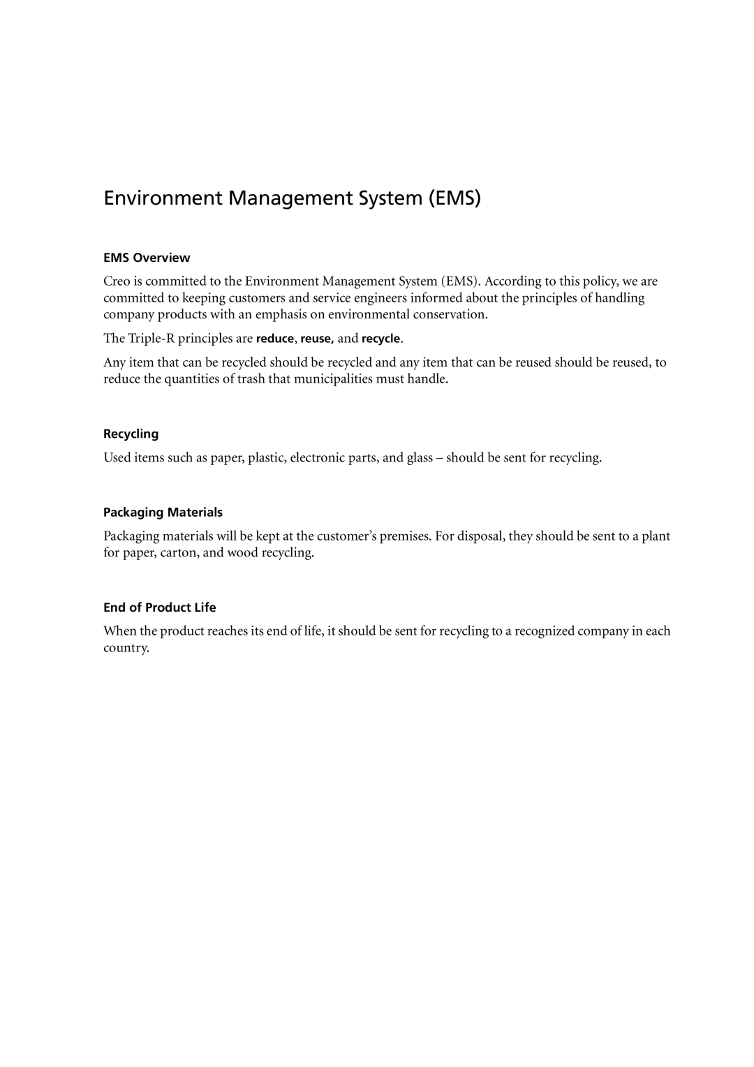 Xerox 6060 manual Environment Management System EMS 