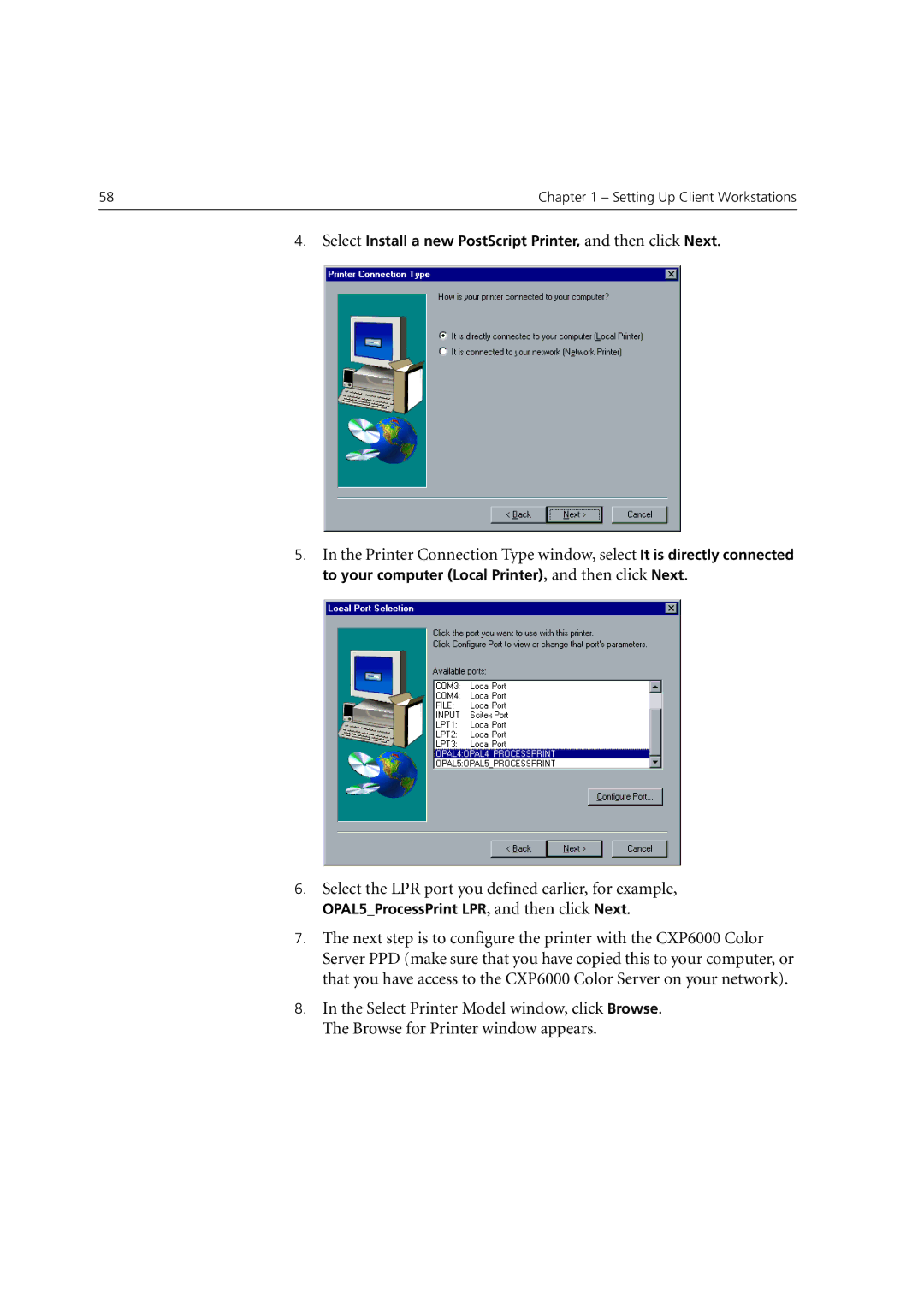 Xerox 6060 manual Select the LPR port you defined earlier, for example 