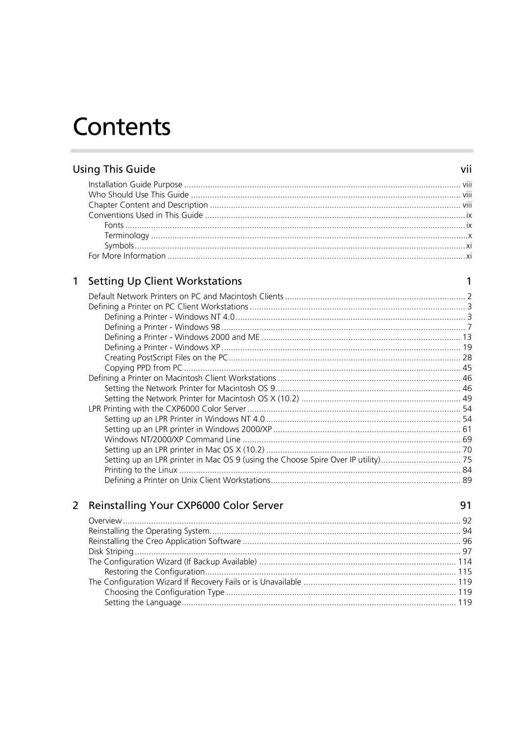 Xerox 6060 manual Contents 