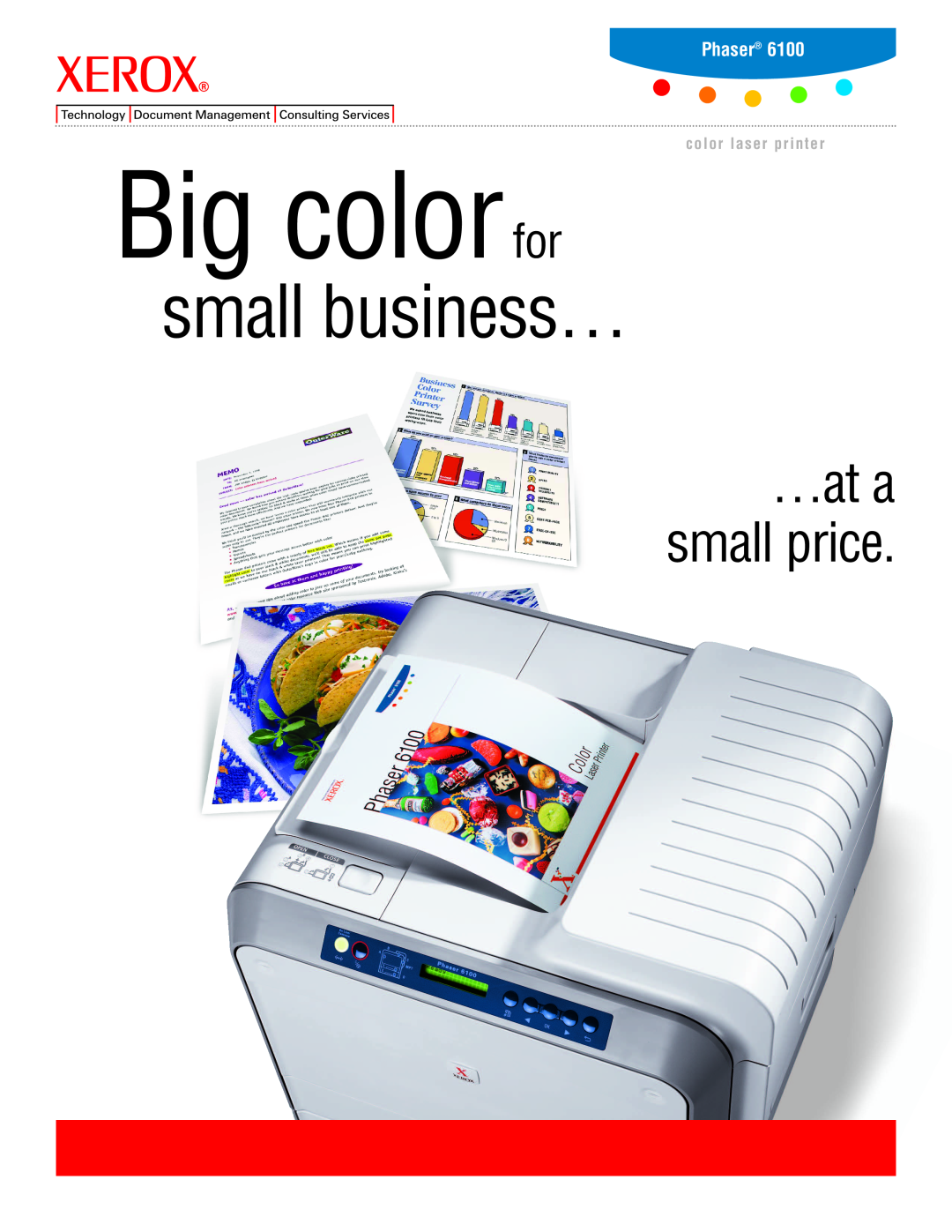 Xerox 6100DN manual Phaser, Big colorfor, small business…, …at a small price, color laser printer 