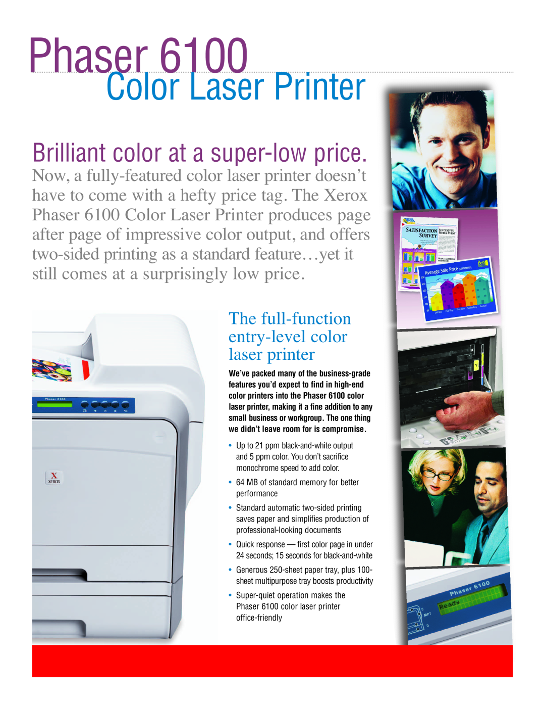 Xerox 6100DN manual Phaser, Color Laser Printer, Brilliant color at a super-low price 