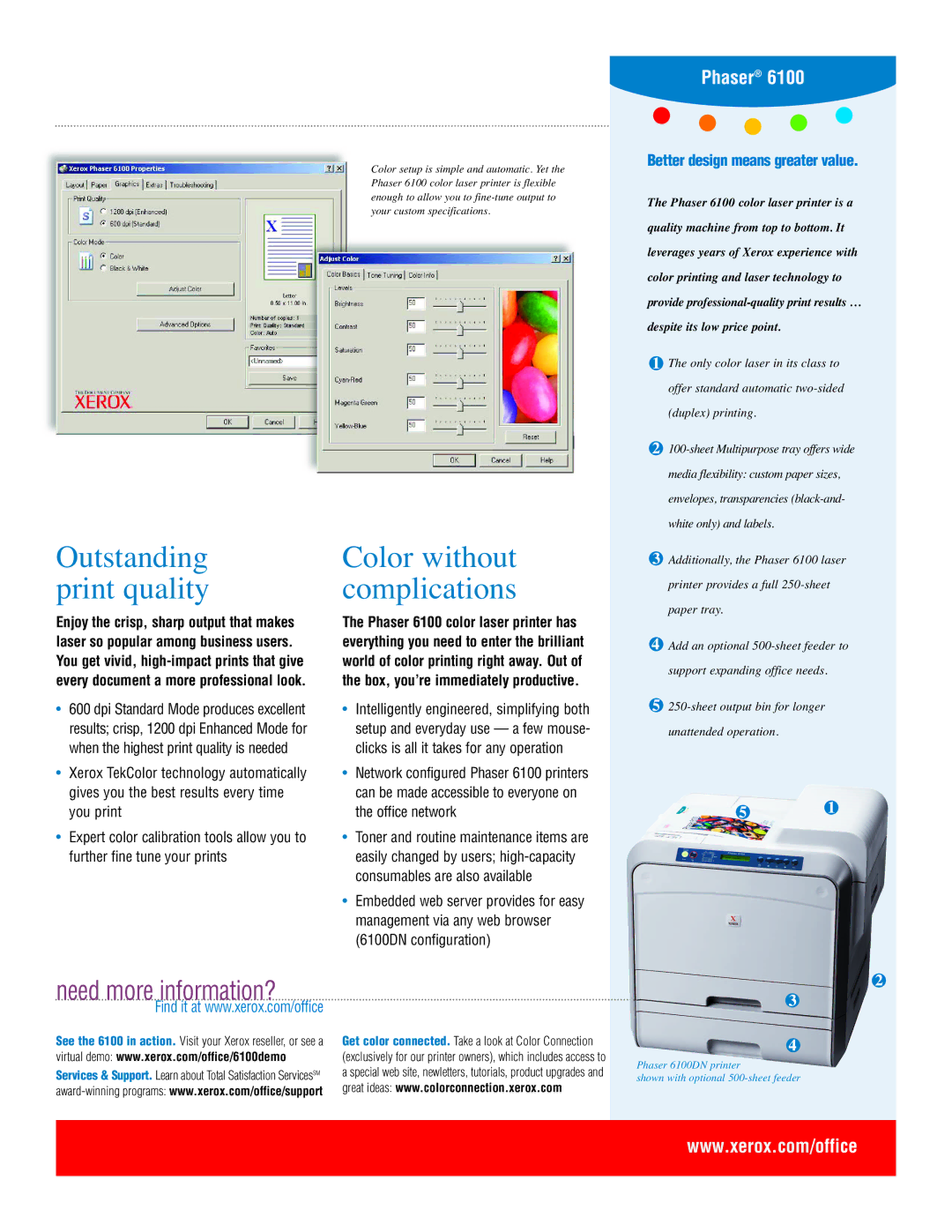 Xerox 6100DN manual Better design means greater value, See the 6100 in action. Visit your Xerox reseller, or see a 