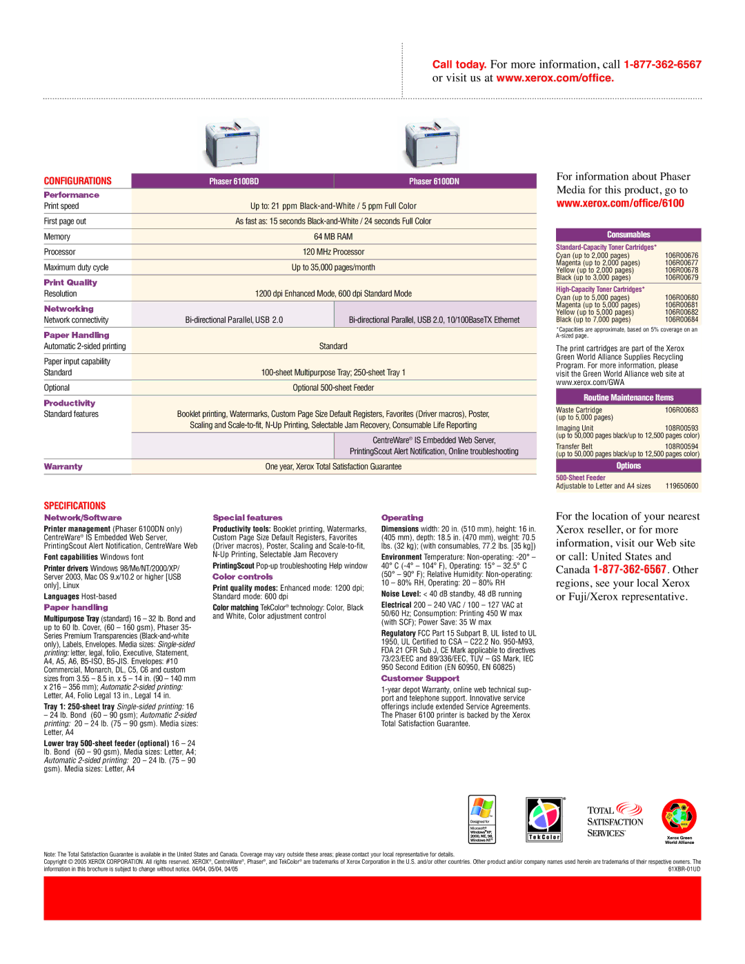 Xerox 6100DN manual Print speed, First page out, Memory, Processor, Maximum duty cycle, Resolution, Network connectivity 