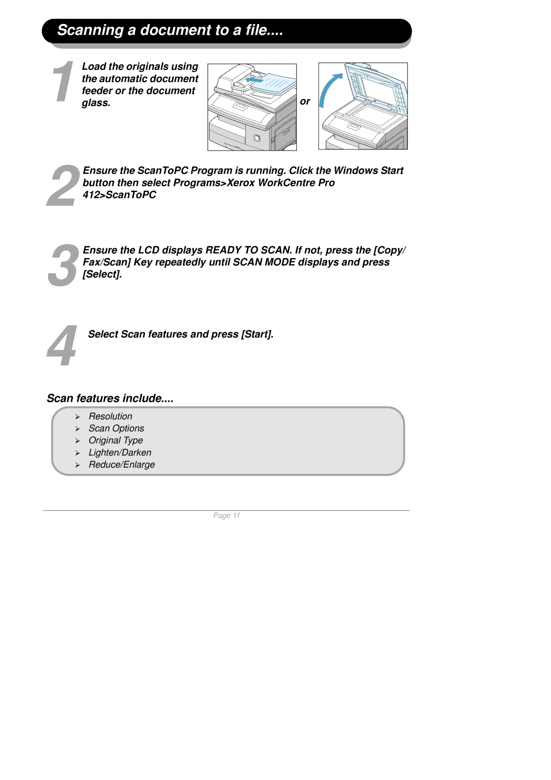 Xerox 610E35560 quick start Scanning a document to a file 