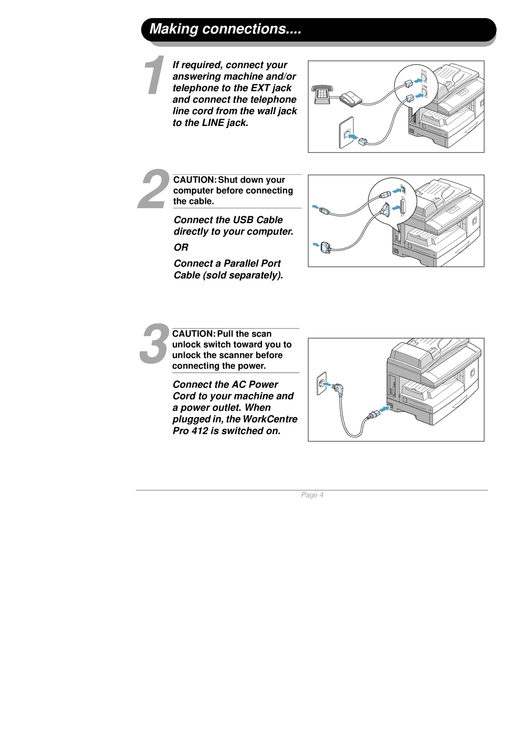 Xerox 610E35560 quick start Making connections 