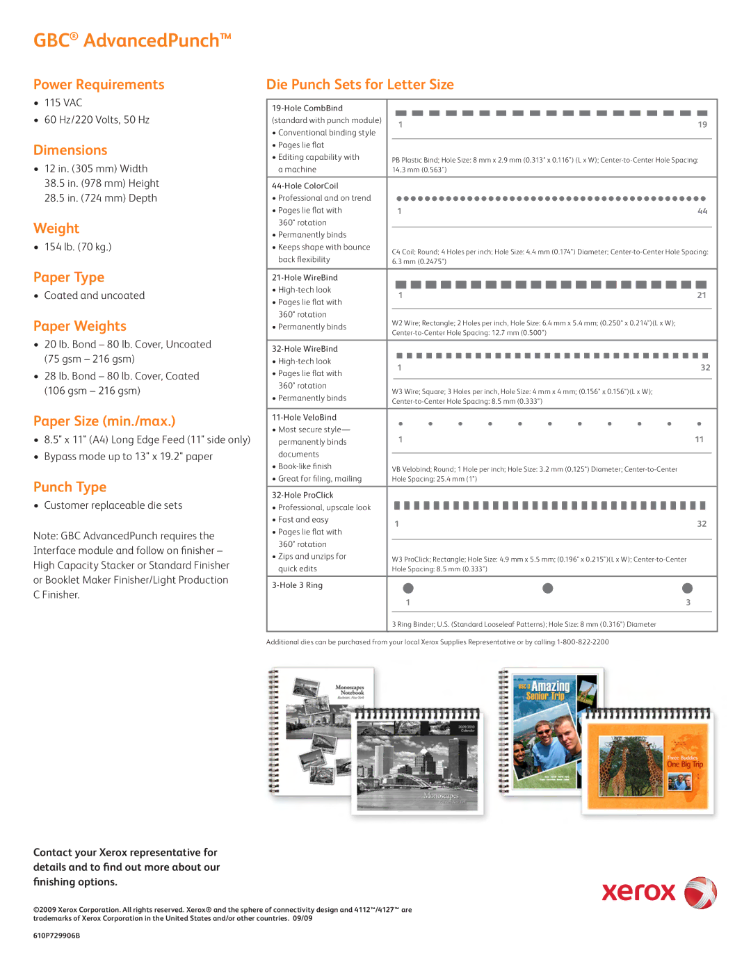 Xerox 4127TM, 610P729906B, 4112TM manual GBC AdvancedPunch 