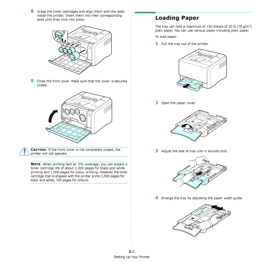 Xerox 6110 manual Loading Paper, To load paper Pull the tray out of the printer 