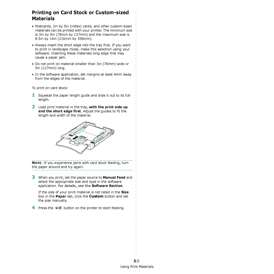 Xerox 6110 manual Printing on Card Stock or Custom-sized Materials 