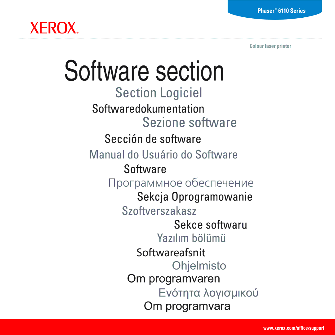 Xerox 6110 manual Software section 