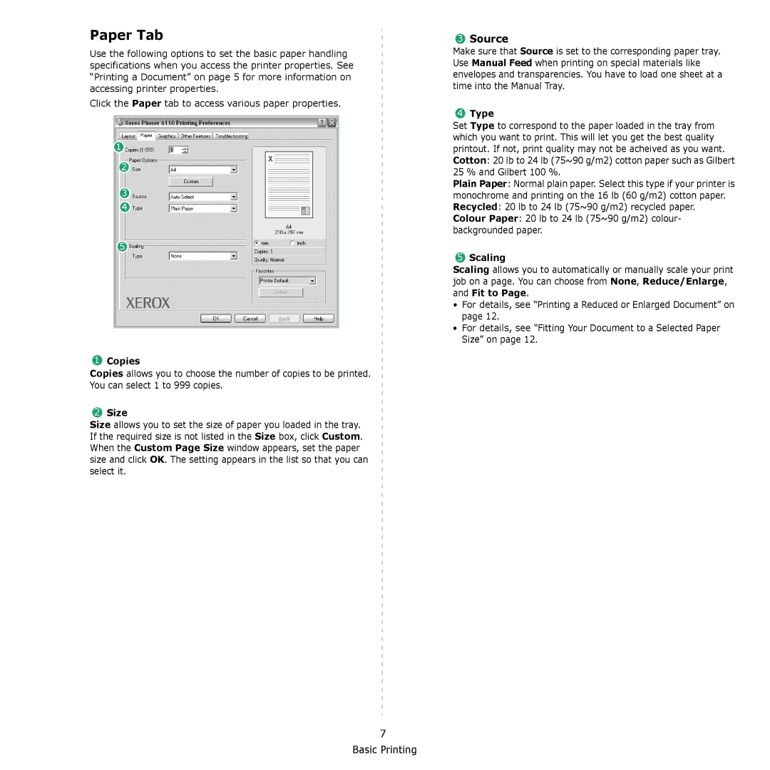 Xerox 6110 manual Paper Tab, Source 