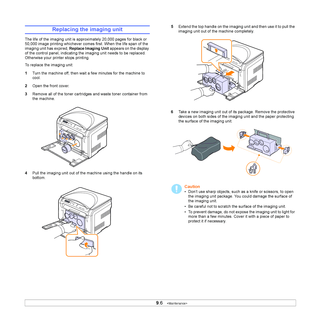 Xerox 6110MFP manual Replacing the imaging unit 