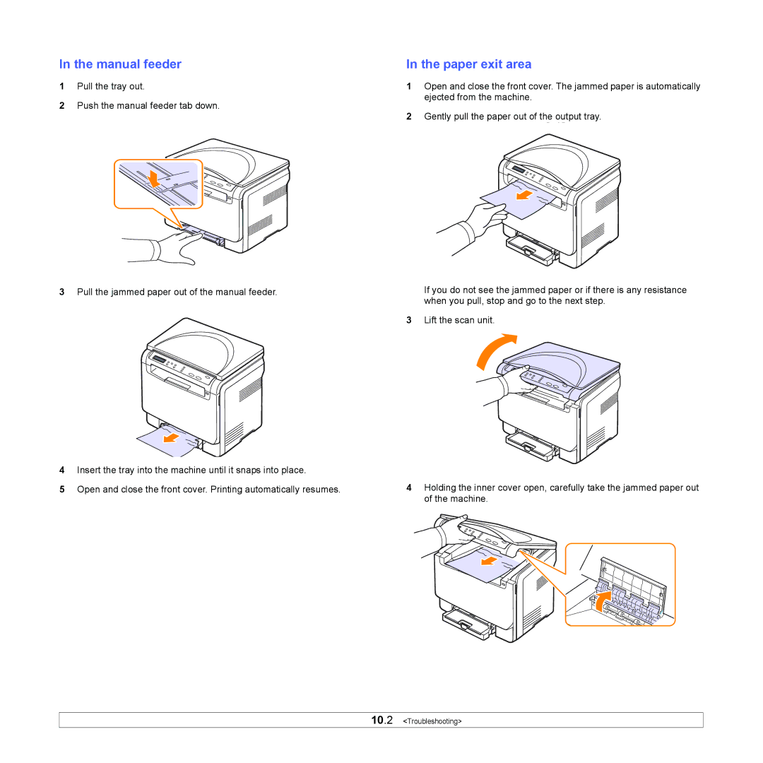 Xerox 6110MFP manual Manual feeder, Paper exit area 