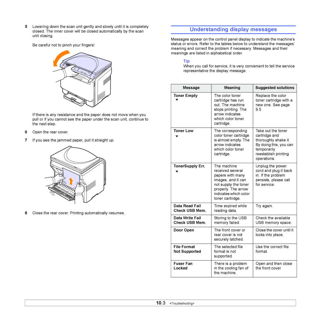 Xerox 6110MFP manual Understanding display messages 