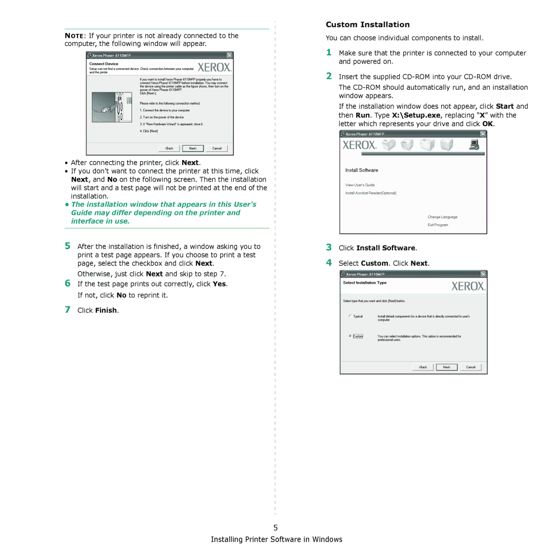 Xerox 6110MFP manual Custom Installation 