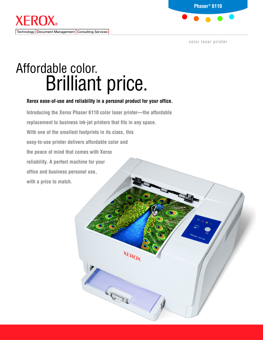 Xerox 6110N manual Phaser, Brilliant price, Affordable color, color laser printer 