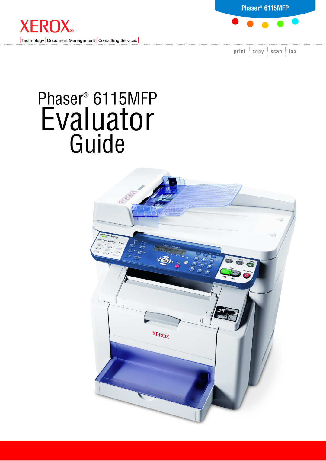 Xerox manual Phaser 6115MFP, Evaluator, Guide, print copy scan fax 