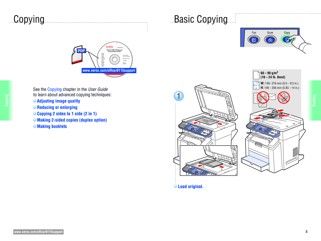 Xerox 6115MFP user manual Basic Copying 