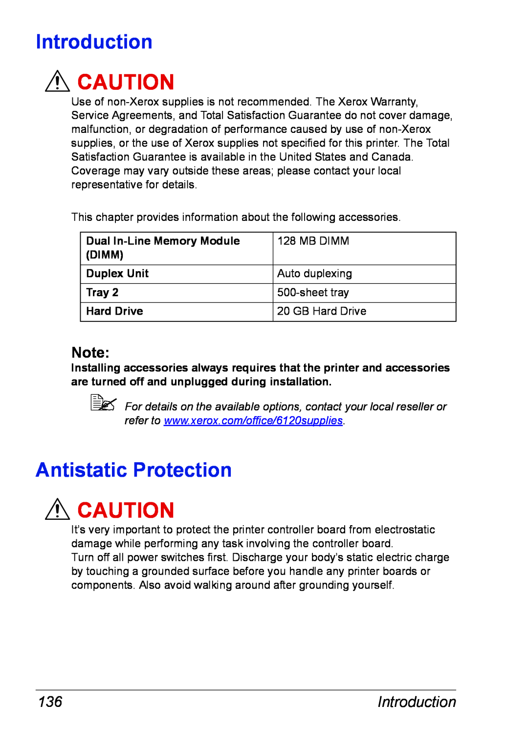 Xerox 6120 manual Antistatic Protection, Introduction 