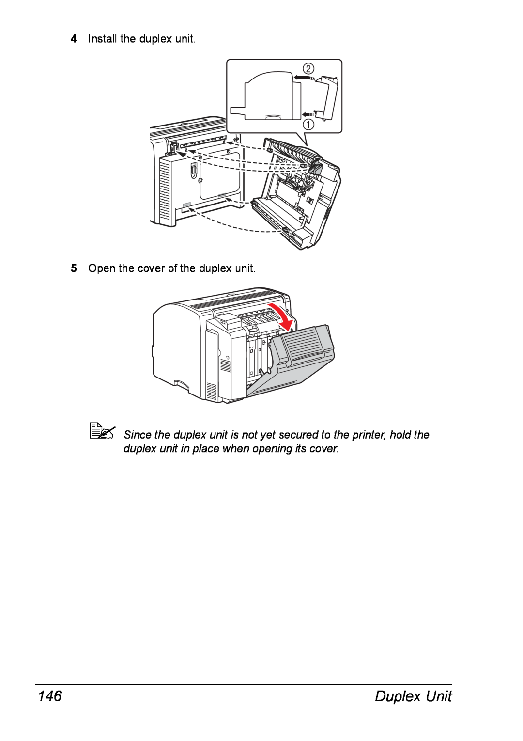 Xerox 6120 manual Duplex Unit, Install the duplex unit 5 Open the cover of the duplex unit 
