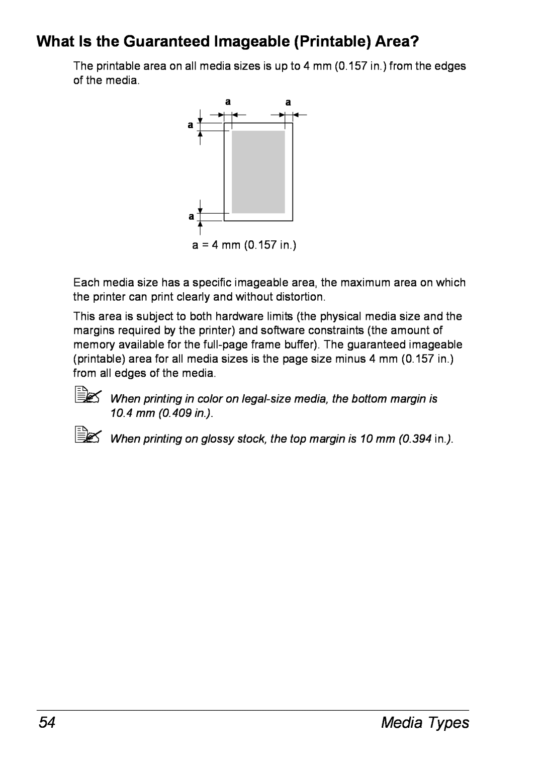 Xerox 6120 manual What Is the Guaranteed Imageable Printable Area?, Media Types 