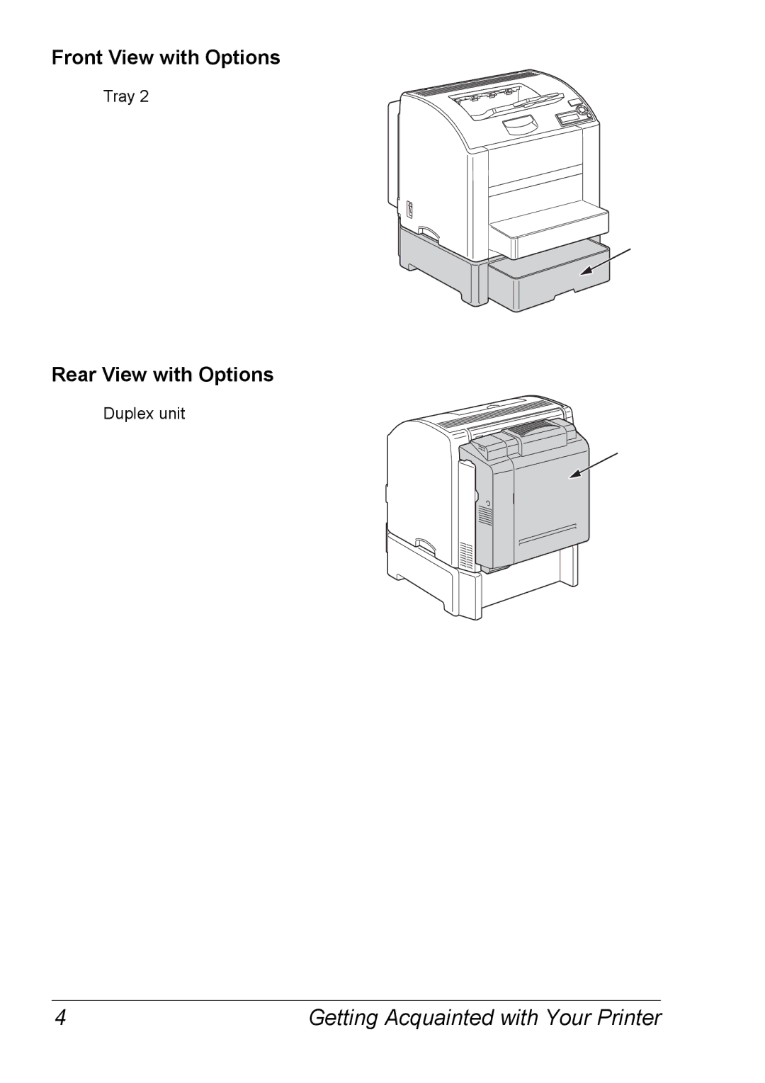 Xerox 6120 manual Front View with Options, Rear View with Options 