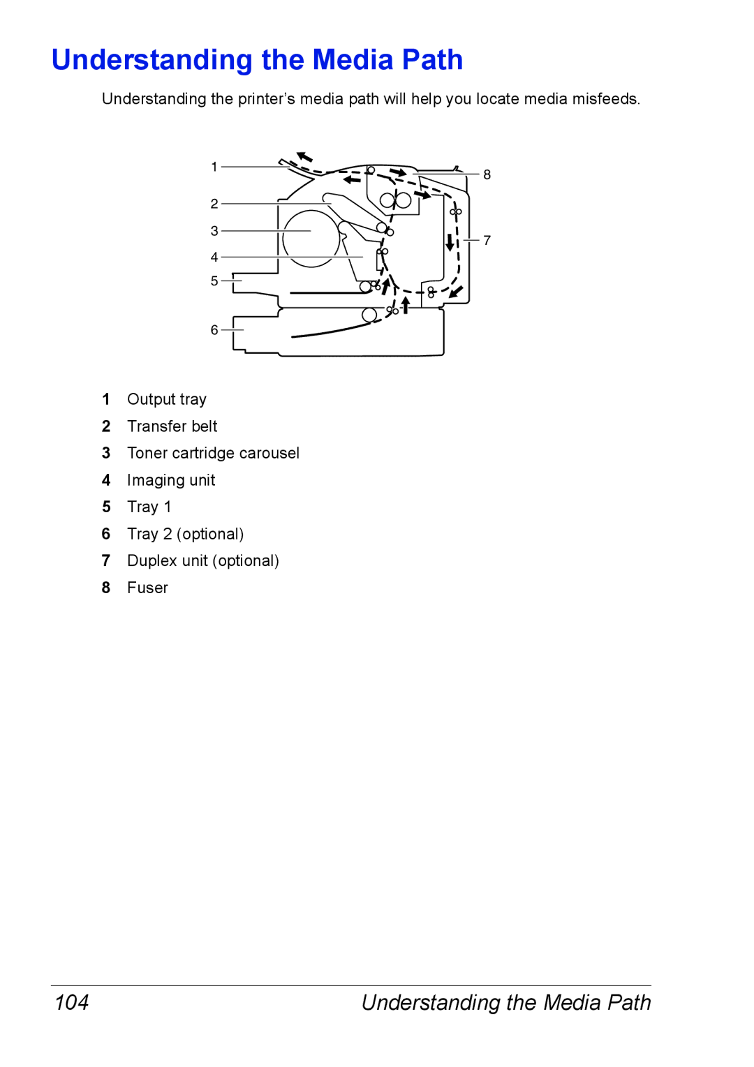 Xerox 6120 manual Understanding the Media Path, 104 