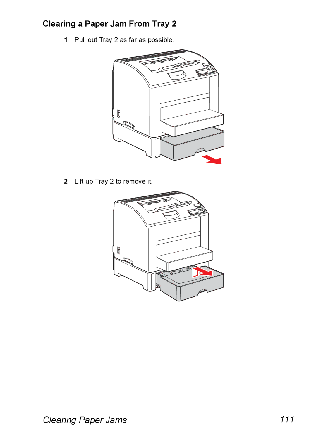 Xerox 6120 manual Clearing Paper Jams 111, Clearing a Paper Jam From Tray 