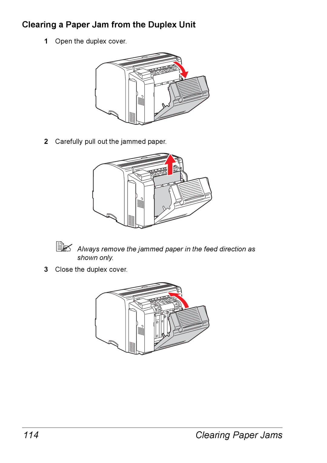 Xerox 6120 manual 114, Clearing a Paper Jam from the Duplex Unit 