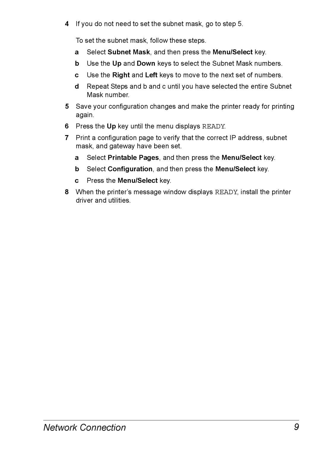 Xerox 6120 manual Network Connection 