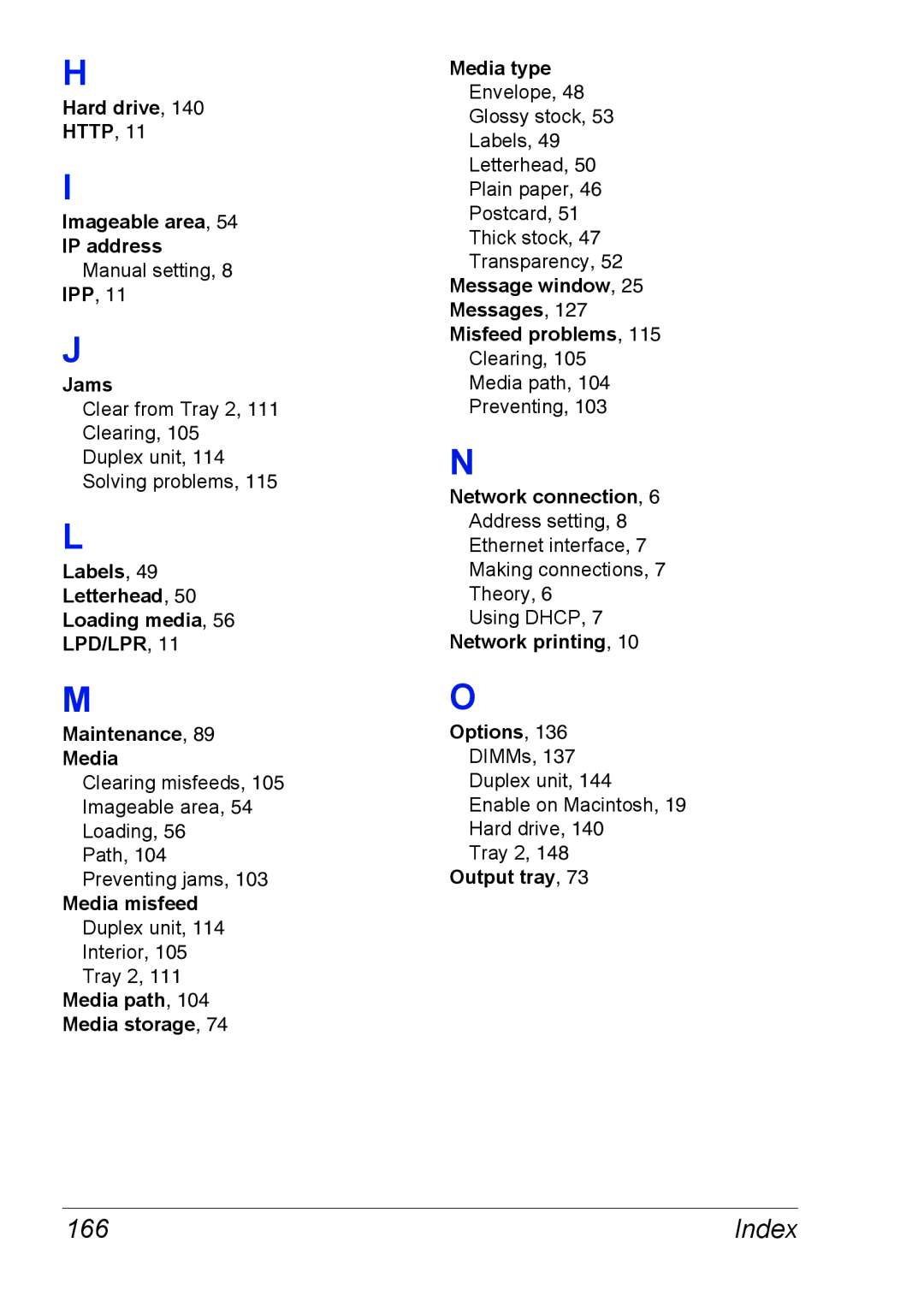 Xerox 6120 manual Index, Hard drive Http Imageable area IP address Manual setting, Jams 