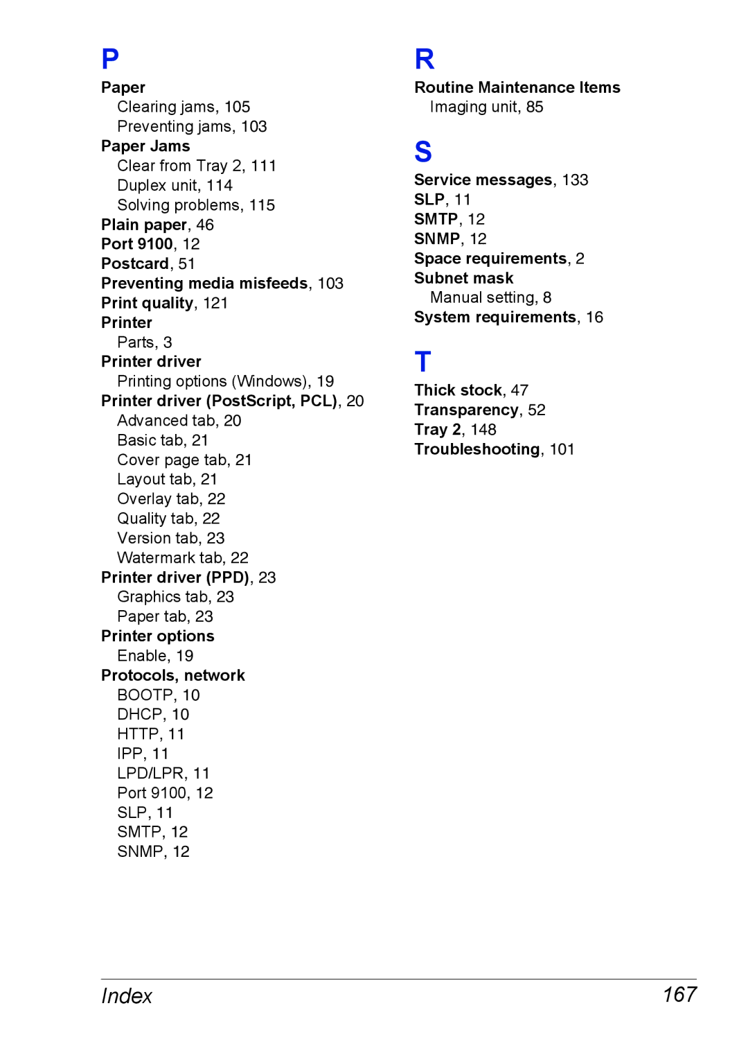 Xerox 6120 manual Index 167 