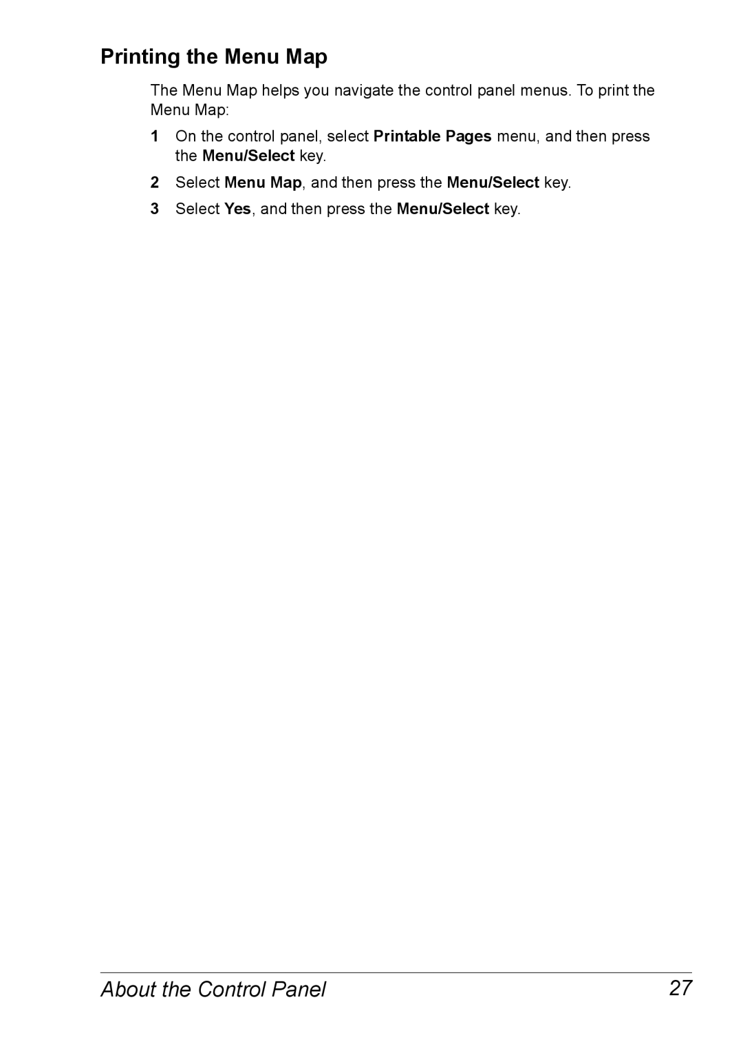 Xerox 6120 manual Printing the Menu Map 