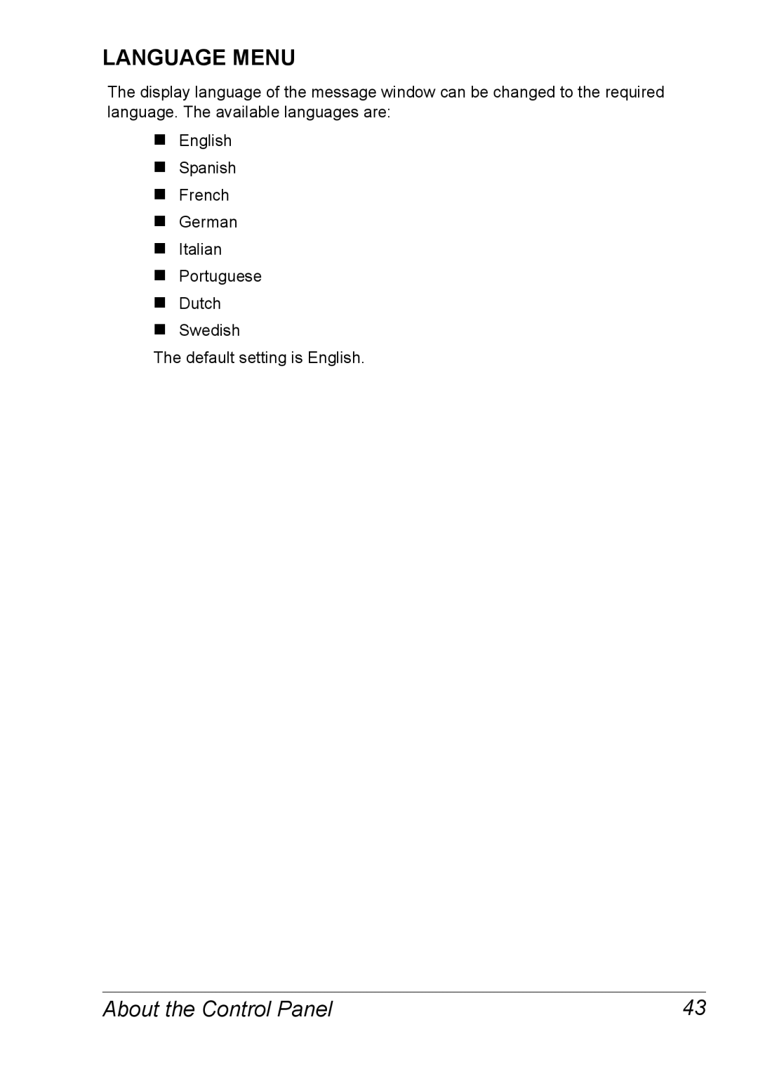 Xerox 6120 manual Language Menu 