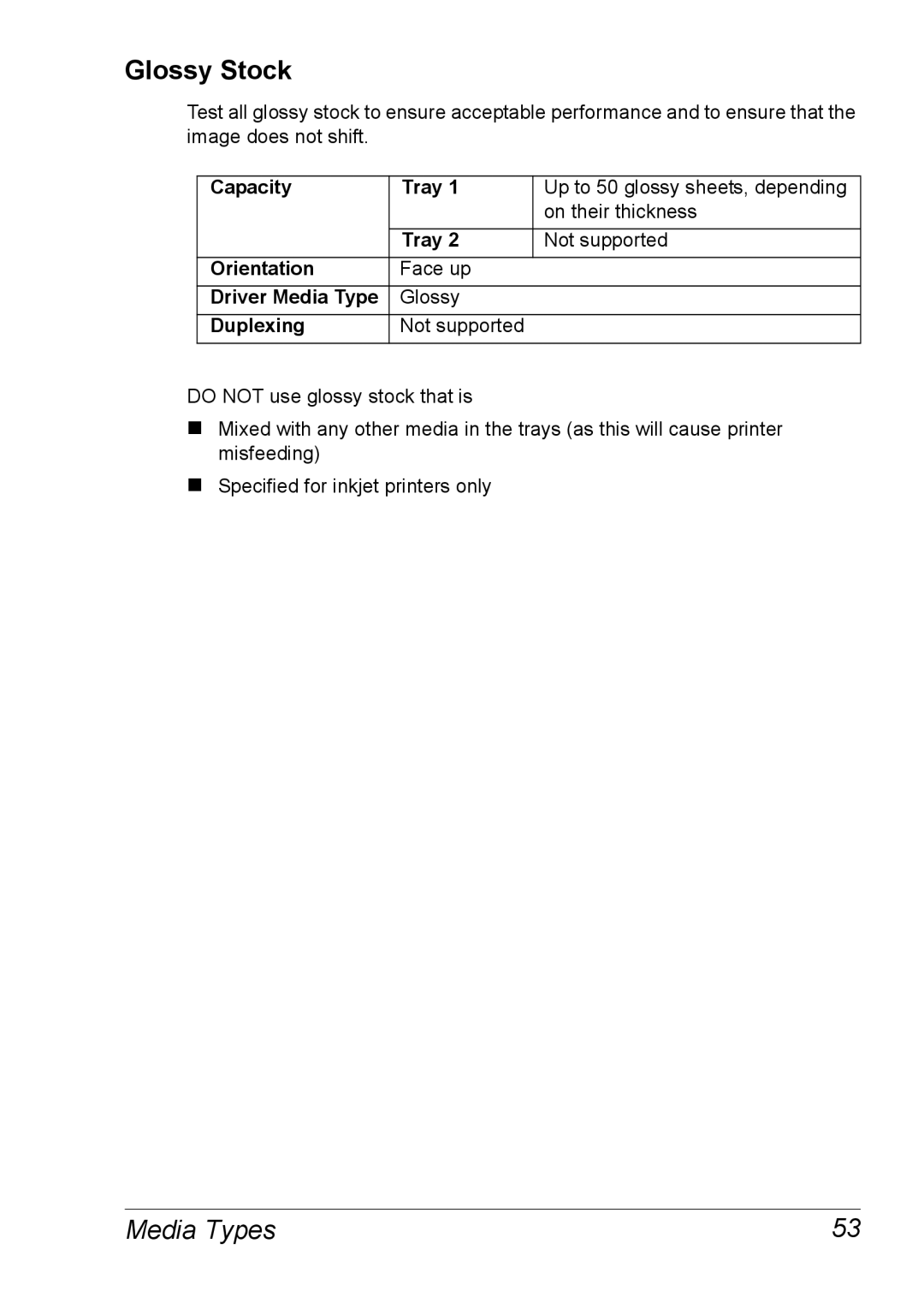 Xerox 6120 manual Glossy Stock 