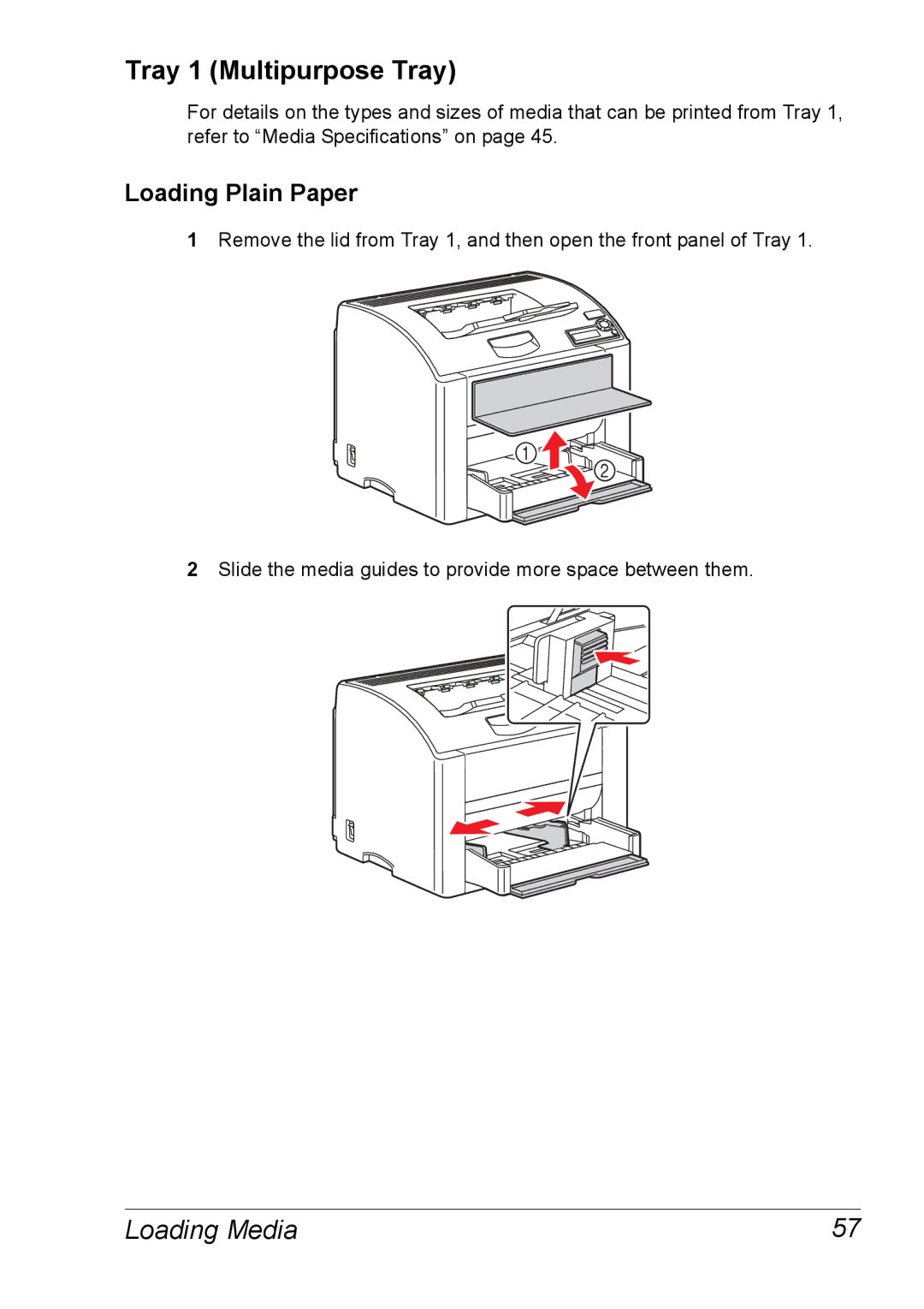 Xerox 6120 manual Tray 1 Multipurpose Tray, Loading Media, Loading Plain Paper 