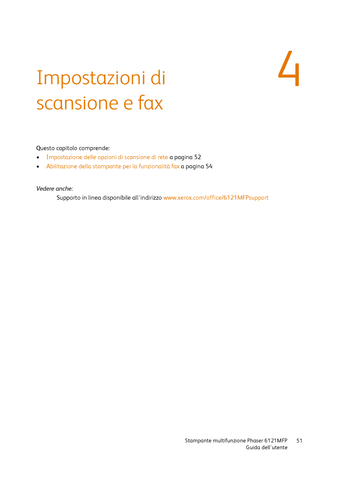 Xerox 6121MFP manual Impostazioni di Scansione e fax 