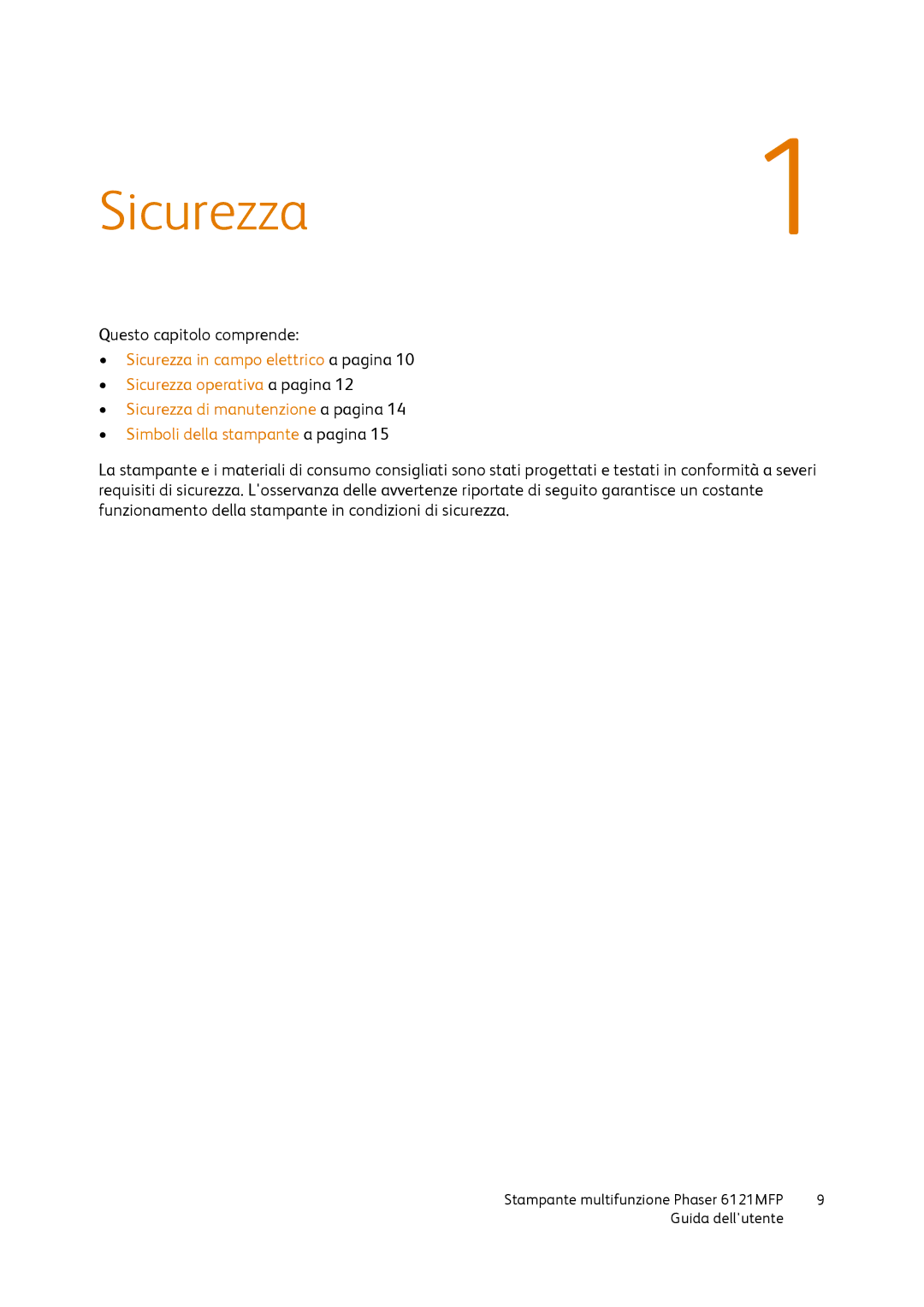 Xerox 6121MFP manual Sicurezza1 