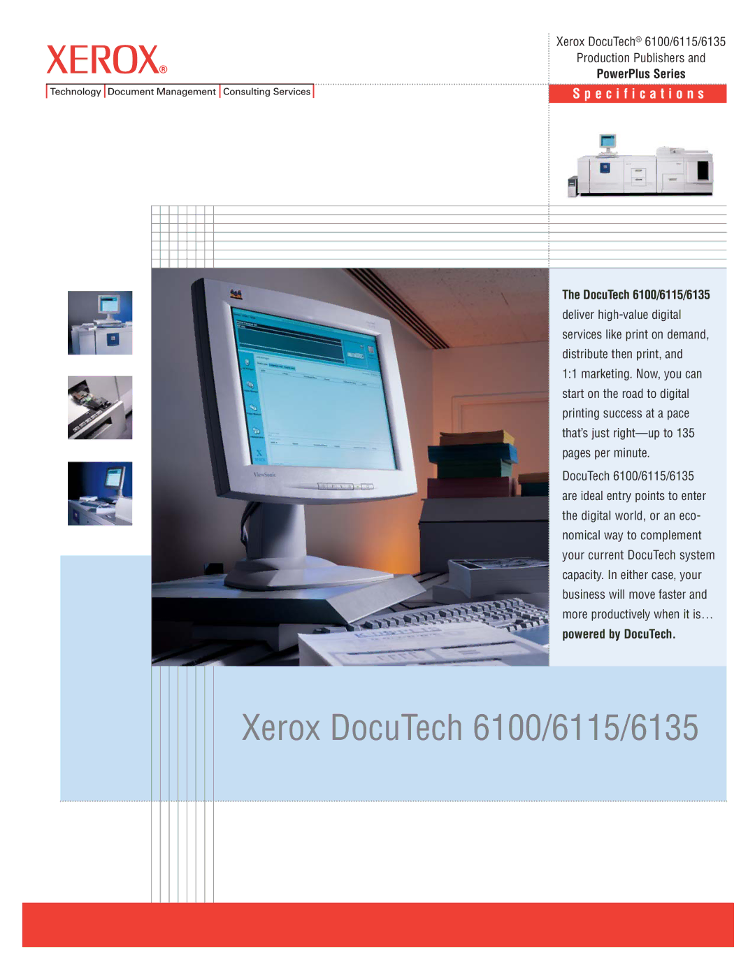 Xerox specifications Xerox DocuTech 6100/6115/6135 