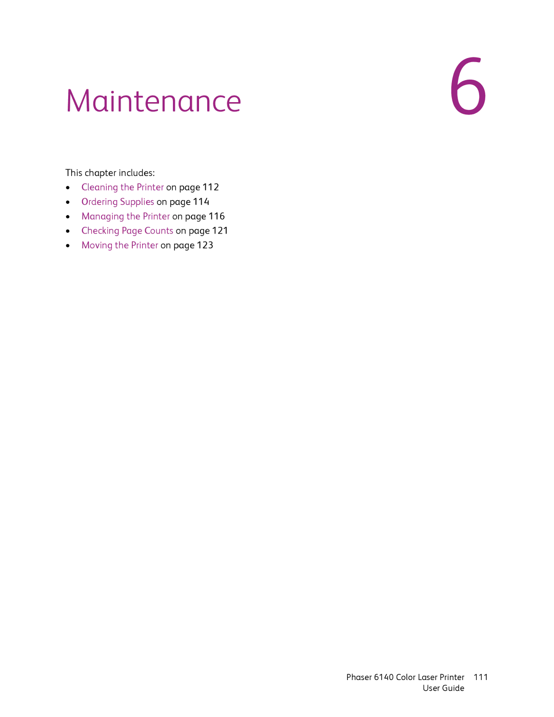 Xerox 6140 manual Maintenance6 