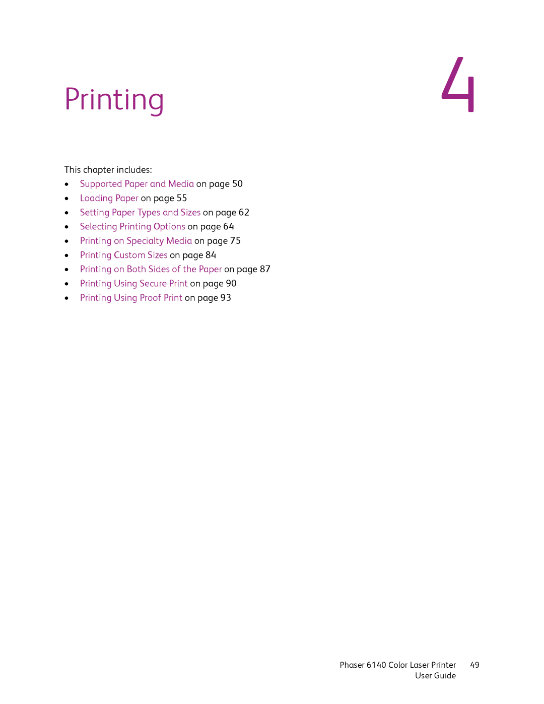 Xerox 6140 manual Printing4 