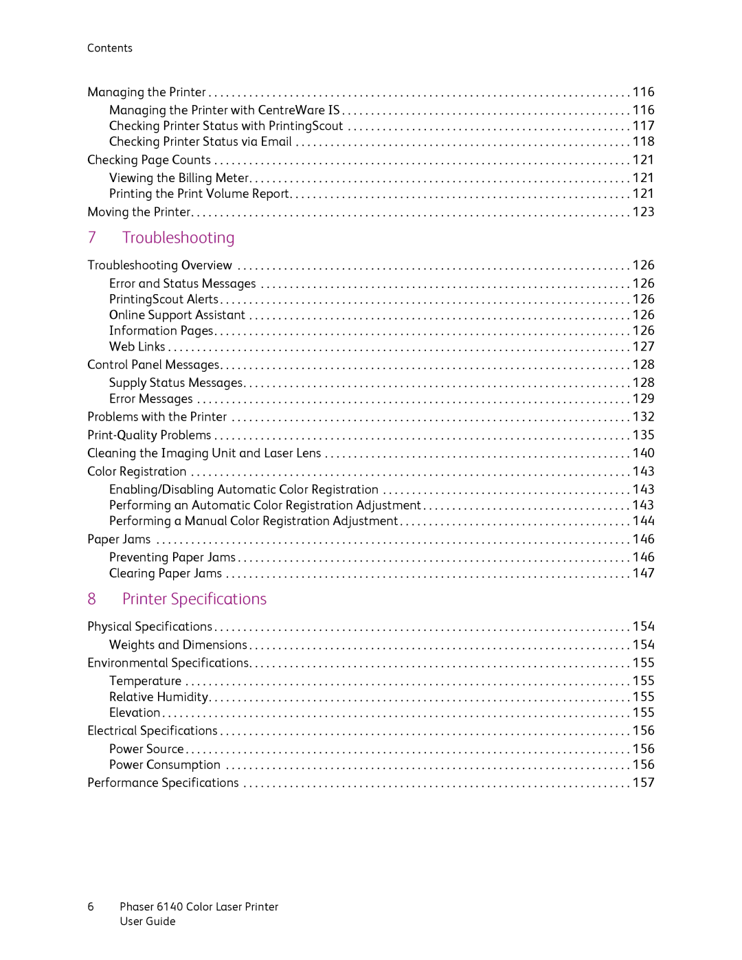 Xerox 6140 manual Troubleshooting 